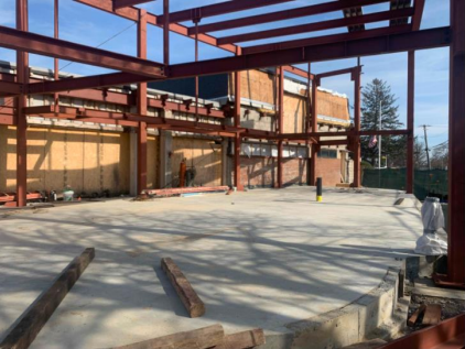 Photo of additions lab under construction. 