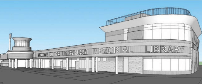 Architectural rendering of the new library building.