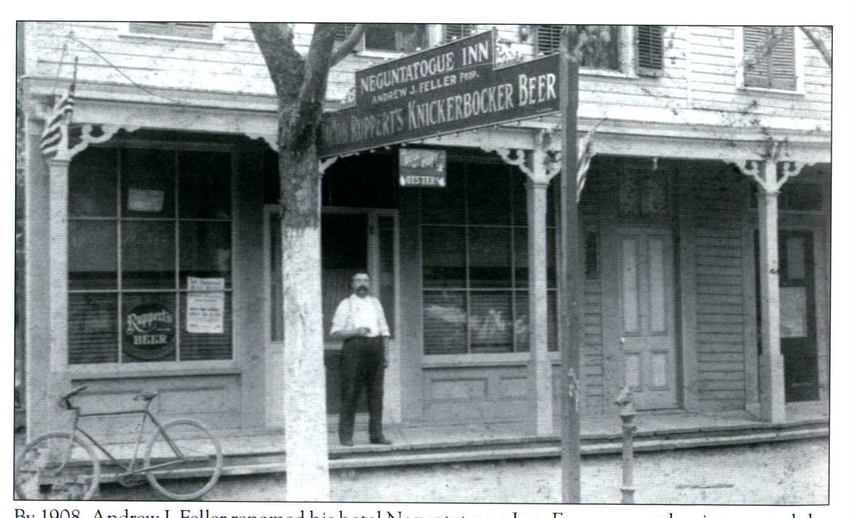 19th century photo of man in front of store. 