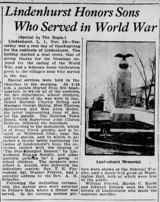 South Side Signal article on WWI Monument