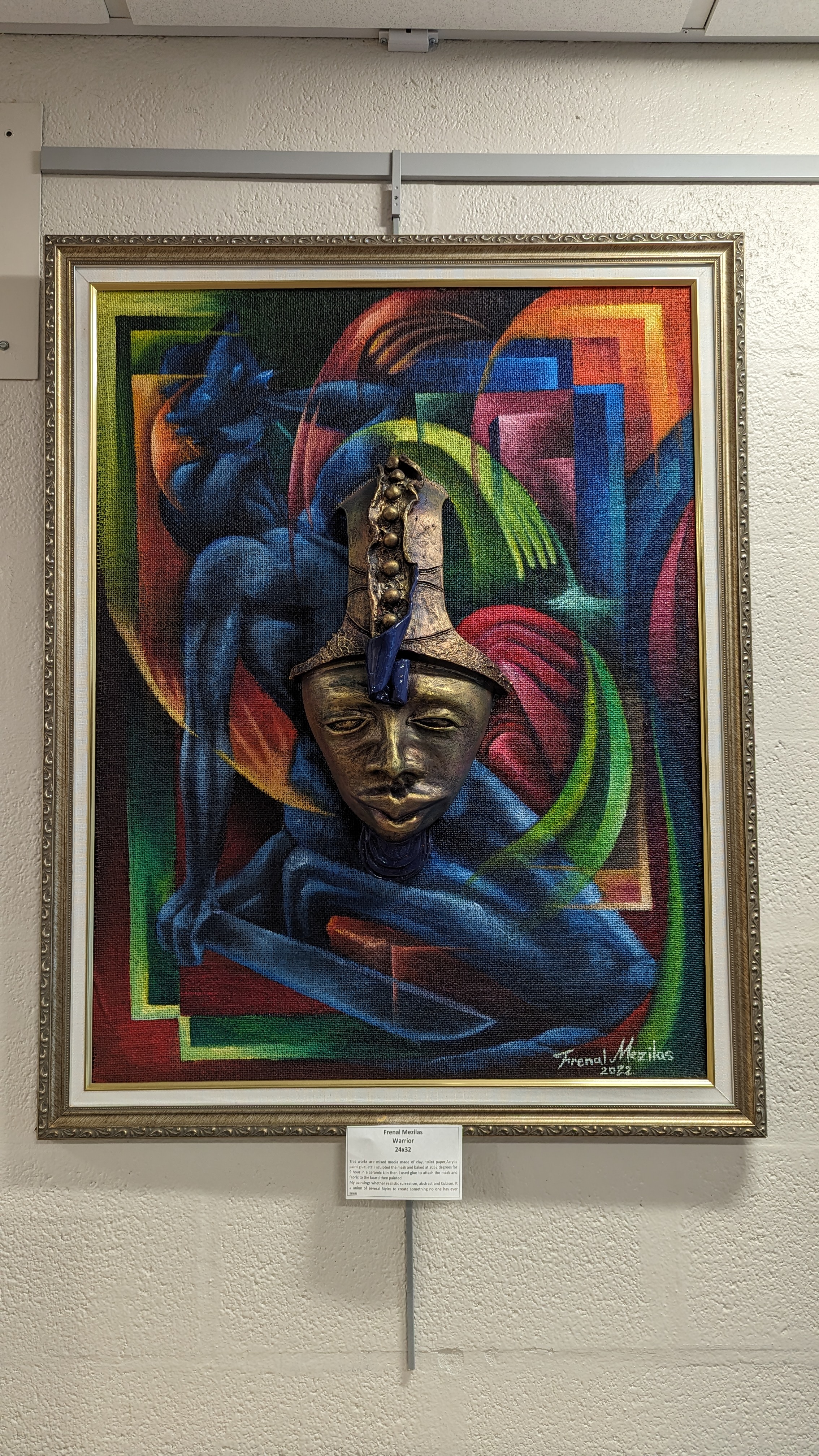 mask set in frame with color blocks 